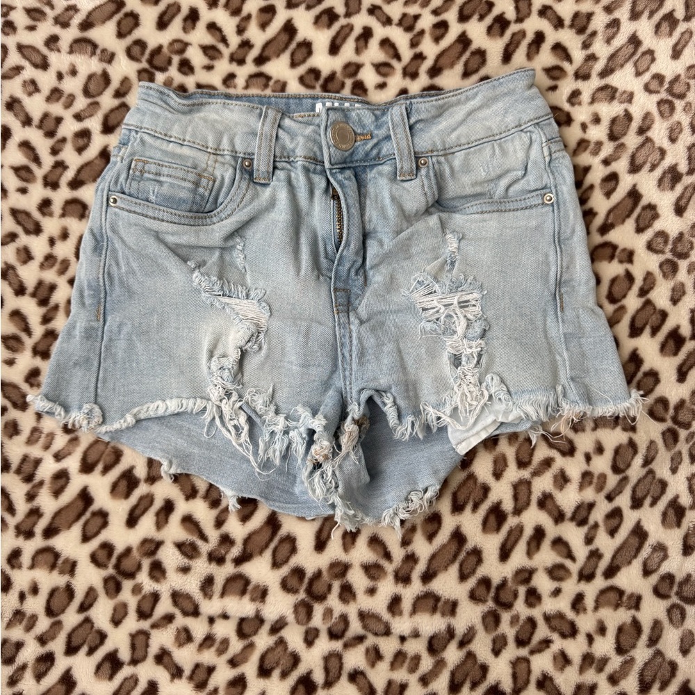 Miami Sky Blue Ripped Jean Shorts